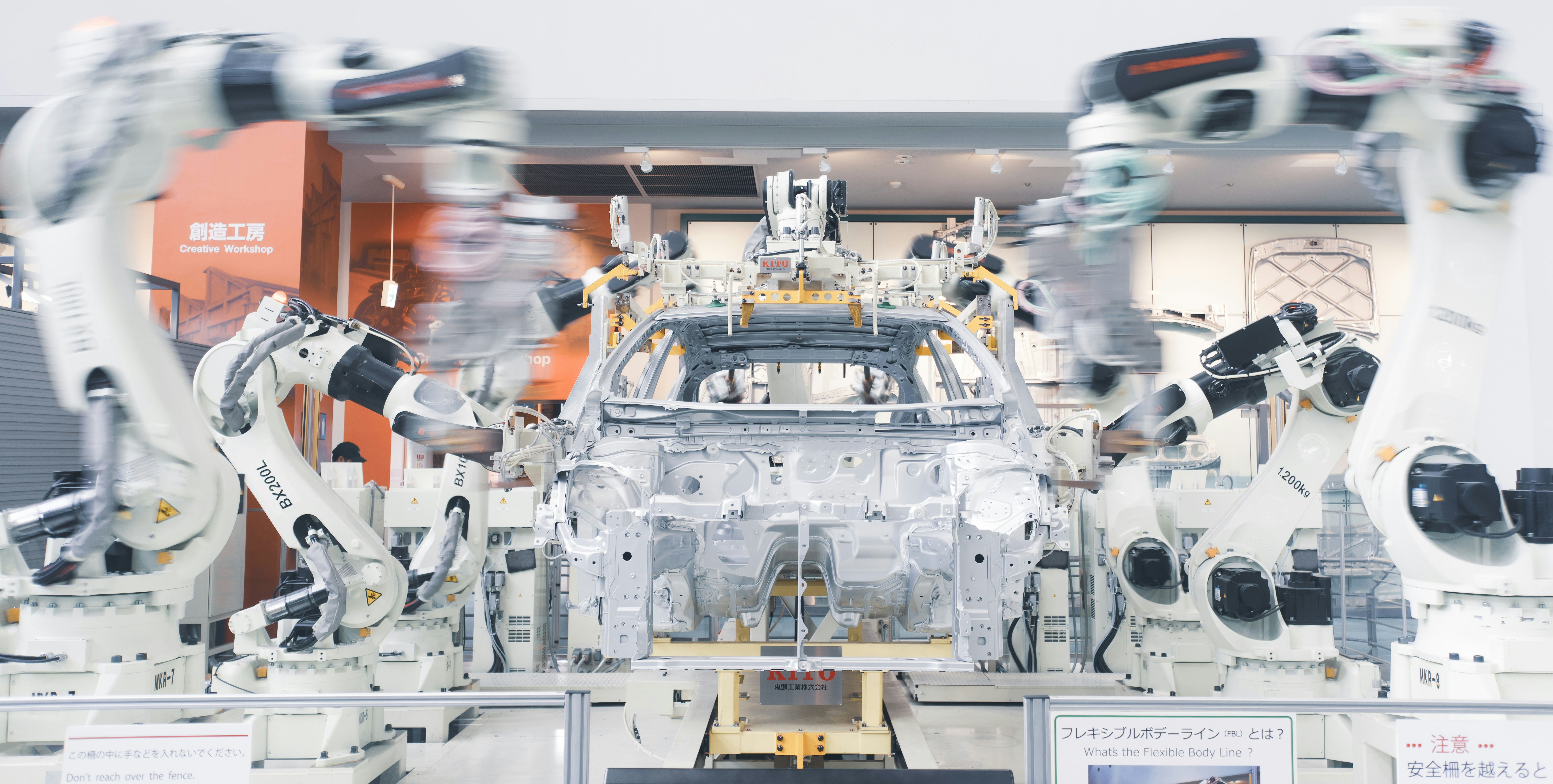 Robotic body-in-white line in an automotive plant